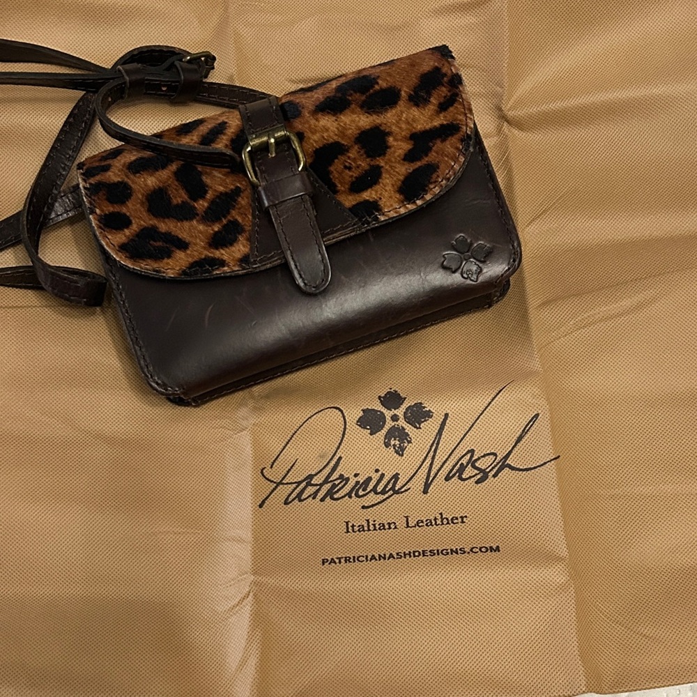 Patricia Nash Brown and Black Leopard Crossbody Bag